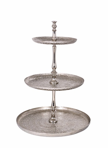 [05-006S] Vague Aluminium Round 3 Tier Stand with Stainless Steel Silver Finish 46 cm India