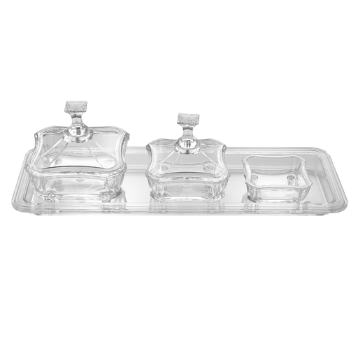 [02-1379] Vague Acrylic Square Date Serving Set with Rectangular Tray