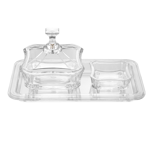 [02-1380] Vague Acrylic Square Date Serving Set with Tray