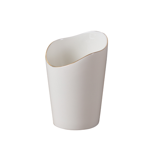 [08-1629G] Porceletta Ivory Porcelain Snack Holder 9 x 13.3 cm with Golden Rim