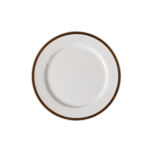 [08-1635] Porceletta VIP Ivory Porcelain Flat Plate with Gold Rim – 21 cm