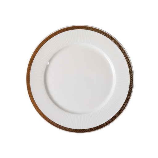 [08-1636] Porceletta VIP Ivory Porcelain Flat Plate with Gold Rim – 27 cm