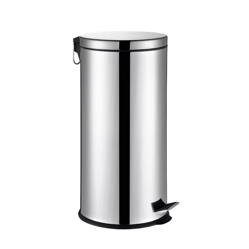 [13-1746] Vague 30 Liter Stainless Steel Pedal Bin Mirror Finish Dia 29.2 x 62.5 cm