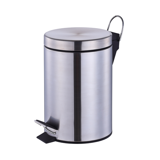 [13-1747] Vague 3 Liter Stainless Steel Pedal Bin Matt Finish Dia 16.8 x 25.8 cm