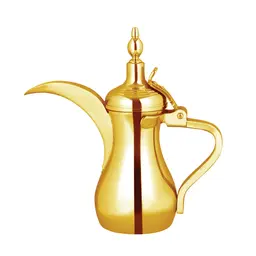 [13-1763] Vague Stainless Steel Dallah 26 oz Golden Finish