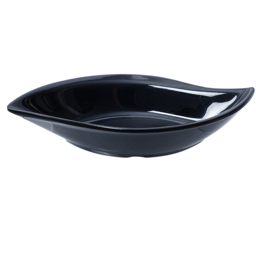 [36-471B] Vague Black Melamine Leaf Shape Dish 19 x 10.4 cm