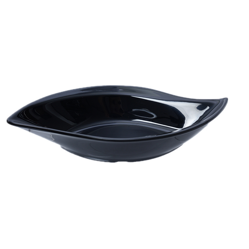 [36-472B] Vague Black Melamine Leaf Shape Dish 21.5 x 11.5 cm
