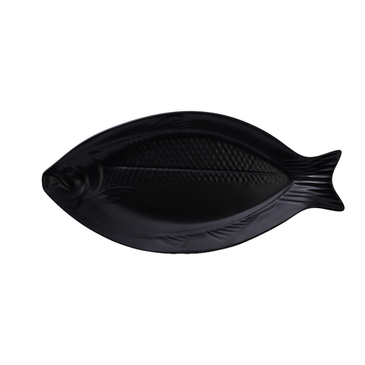 [36-504MT] Vague Melamine Fish plate 59.5 x 28 x 5.5 cm Black Matt Finish