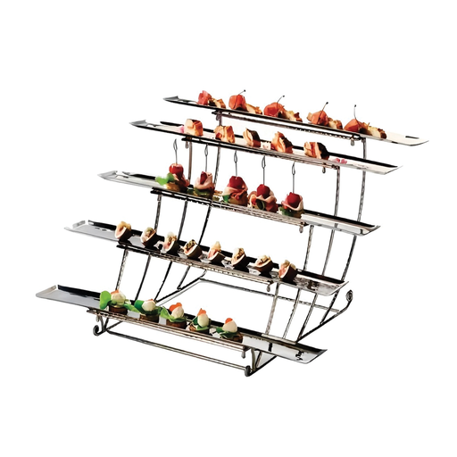 [BF-118] Vague Stainless Steel Display Stand with 5 Hammered Plates 40 x 85 x H44 cm