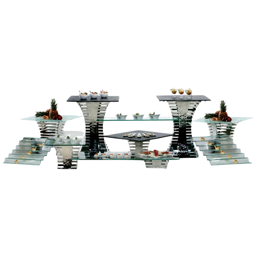[BF-124] Vague 7 Layers Steel Stands with Glass Set