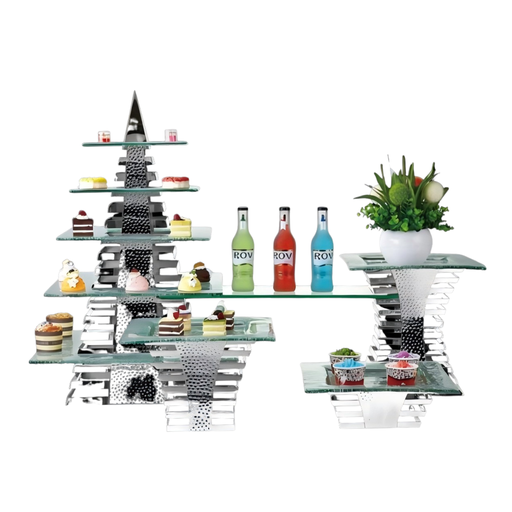 [BF-125] Vague 4 Layers Steel Stand with Glass Set