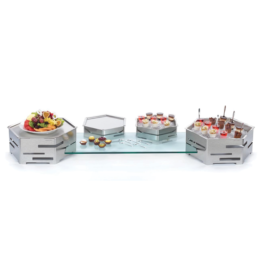 [BF-127] Vague 4 Layers Steel Stand with Glass Set