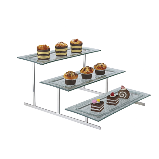 [BF-131] Vague Steel Stand with 3 Layers Glass 45 x 50 x H25 cm