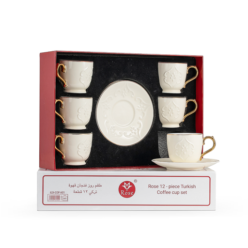 [RP-82998] Rose Coffee Cups & Saucers Set White / 624-COF-A01