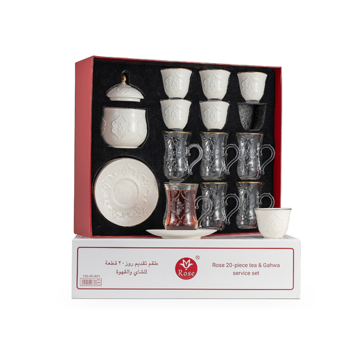 [RP-83015] طقم قهوة وشاي 20 قطعة أبيض منقط من ترامس روز