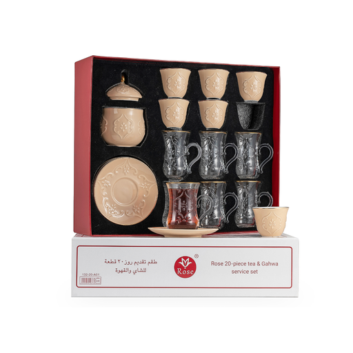 [RP-83029] Rose Coffee & Tea 20 Pieces Serving Set Beige / 624-20-A34