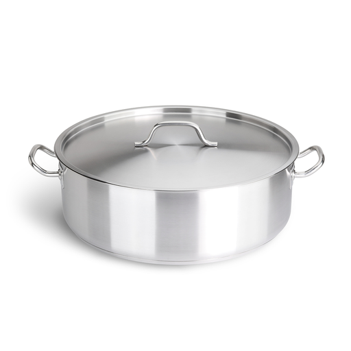 [CR044] Caternox Stainless Steel Low Casserole with Lid D40 x 15 cm (18.85L / 19.92Qt.)
