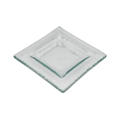 [04-606] Vague Green Square Glass Dish 7 x 7 x 1.3 cm