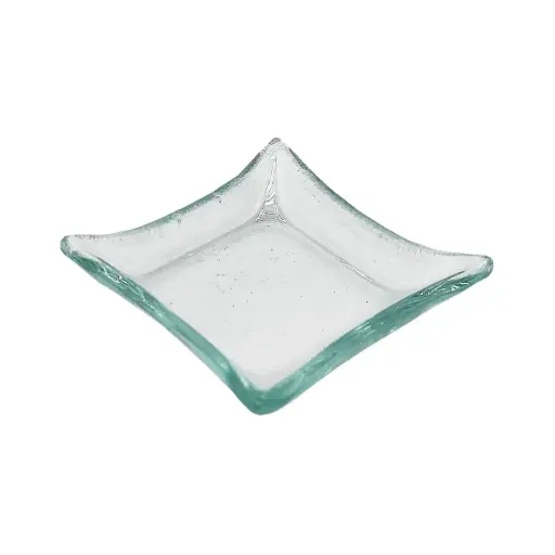 [04-607] Vague Green Square Glass Dish 6.5 x 6.5 x 1.5 cm
