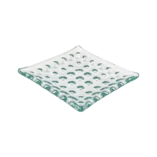 [04-608] Vague Green Square Glass Dish 8 x 8 x 1 cm
