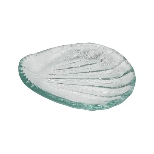 [04-609] Vague Green Shell-Shaped Glass Dish 8.4 x 7.3 x 1.2 cm