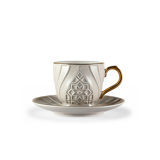 [RP-83061] طقم فناجين قهوة وصحون 12 قطعة (6+6) موديل 288 من ترامس روز لون رمادي منقط