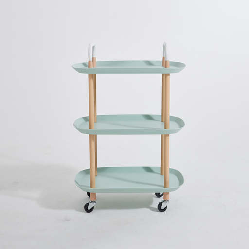 [15-023GR] Vague Plastic Boat 3 Tier Rolling Cart Green