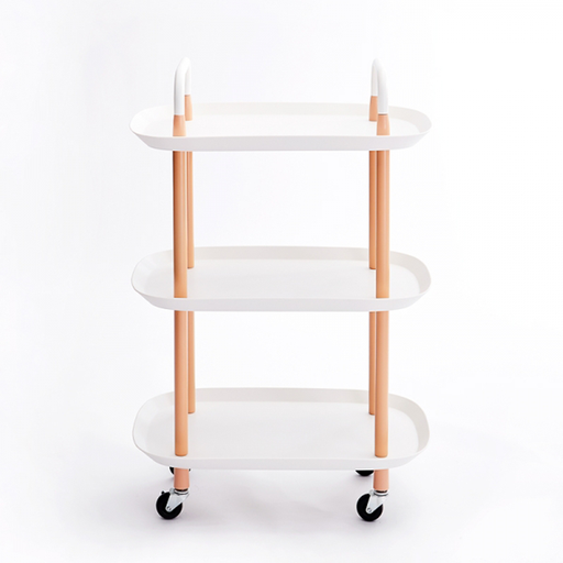 [15-023WH] Vague Plastic Boat 3 Tier Rolling Cart White