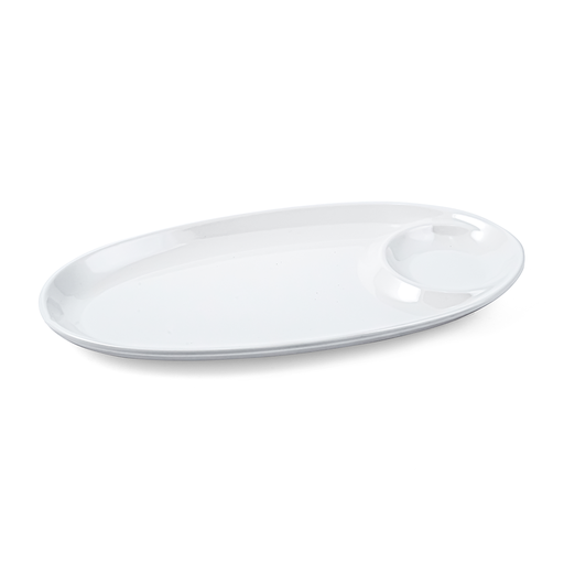 [36-463] Vague Melamine Oval Platter with Sauce Hole 30 cm
