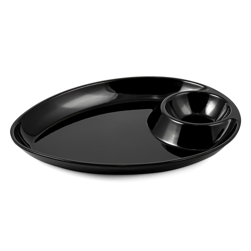 [36-465B] Vague Melamine Triangle Platter with Sauce Hole 30 cm