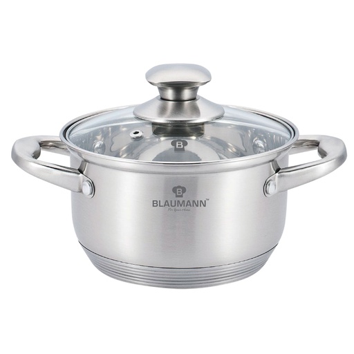 [BH-036] Blaumann Stainless Steel Casserole with lid 18 cm Silver / BL-3456