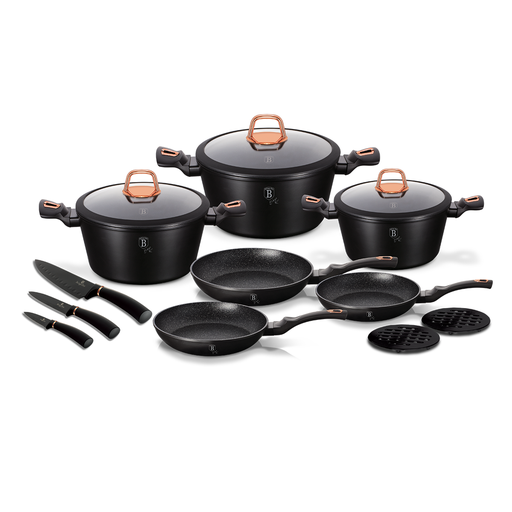 [BH-115] Berlinger Haus 14 Pieces Cookware Set Black Rose Collection / BH/7187