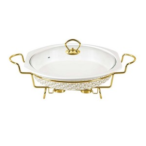 [03-288] Porceletta Ivory Porcelain 14.5" Round Serving Casserole Set