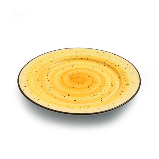 [08-042DY] Porceletta Yellow Color Glazed Porcelain Flat Plate 23.5 cm / 9"
