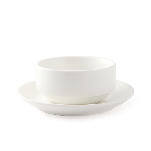[08-046] Porceletta Ivory Porcelain Soup Cup & Saucer 250 ml