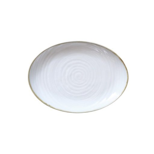 [08-051D2] Porceletta Terra Reactive Glaze Porcelain Oval Plate 10"