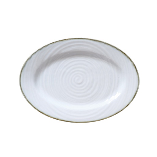 [08-052D2] Porceletta Terra Reactive Glaze Porcelain Oval Plate 12"