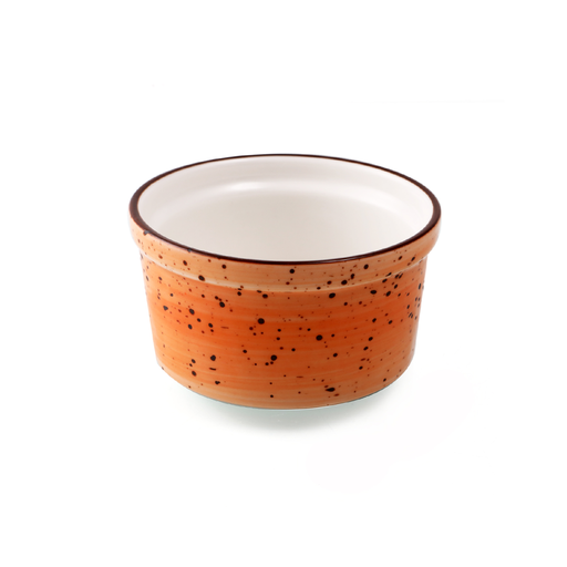 [08-071DO] Porceletta Orange Color Glazed Porcelain Orange Lined Ramekin 9 cm