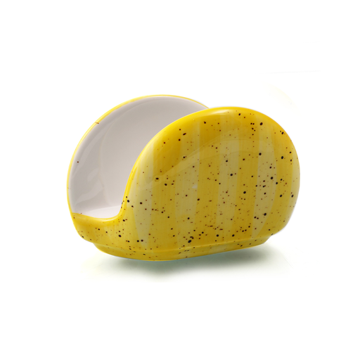[08-088DY] Porceletta Yellow Color Glazed Porcelain Napkin Holder 12 cm