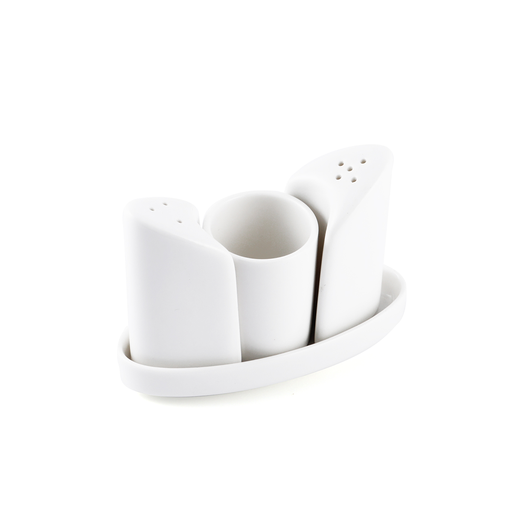 [08-091] Porceletta Ivory Porcelain Condiment Set 4 Pieces