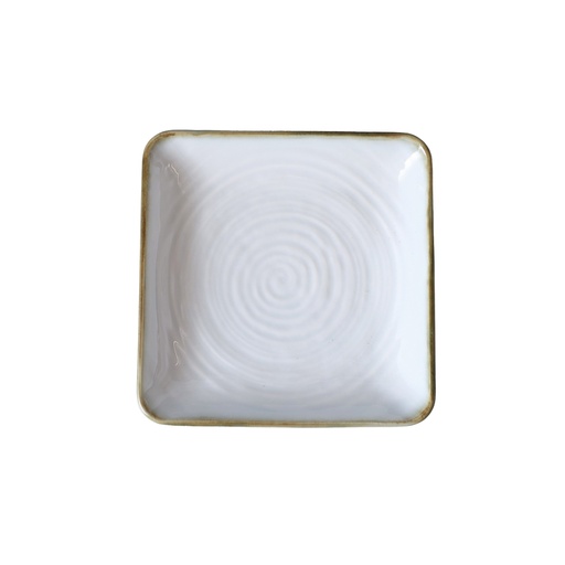 [08-128D2] Porceletta Terra Reactive Glaze Porcelain 4.875" Rect.Plate