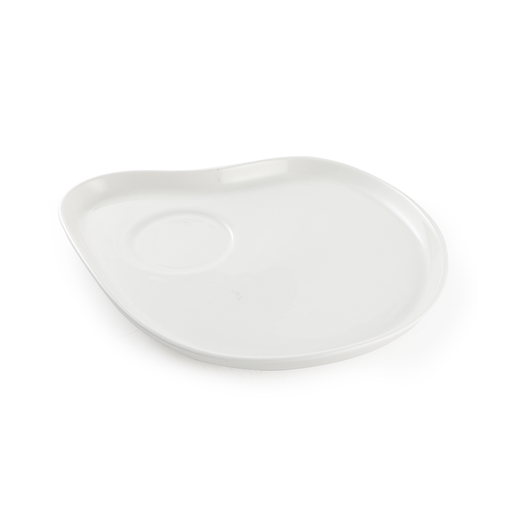 [08-1329] Porceletta Ivory Porcelain Rim Kidney shape plate with bowl 27.5X22.5 cm