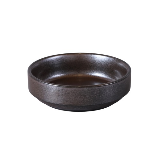 [08-1473D3] Porceletta Rustic Black Reactive Glaze Porcelain 6” Deep Plate