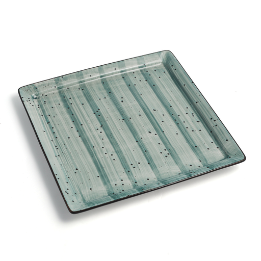 [08-1555DG] طبق مربع من البورسليتا من البورسلين المزجج باللون الأخضر، مقاس 14 سم / 6 بوصات