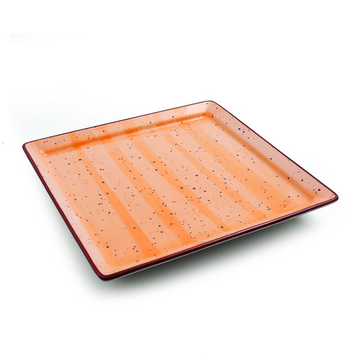 [08-1555DO] Porceletta Orange Color Glazed Porcelain Square Plate 14 cm / 6"