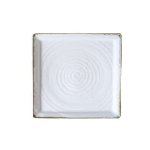 [08-1556D2] Porceletta Terra Reactive Glaze Porcelain Square Plate 18 x 18 cm