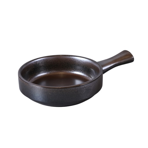 [08-1583D3] Porceletta Rustic Black Reactive Glaze Porcelain Pan 8.5" x 6"