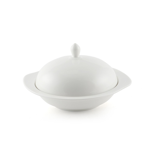[08-1586] Porceletta Ivory Porcelain Bowl with Cover 16.4 cm