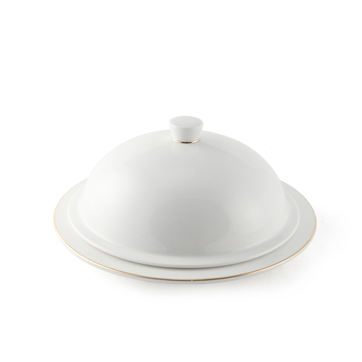 [08-1588G] Porceletta Ivory Porcelain Flat Plate with Cover