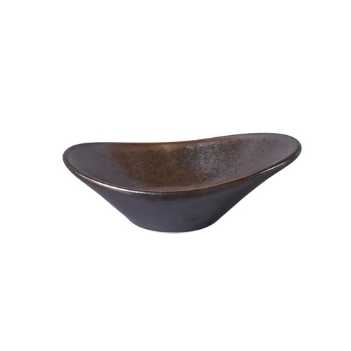 [08-1600D3] Porceletta Rustic Black Reactive Glaze Porcelain Oval Deep Dish 10 x 7.3 x 3.5 cm